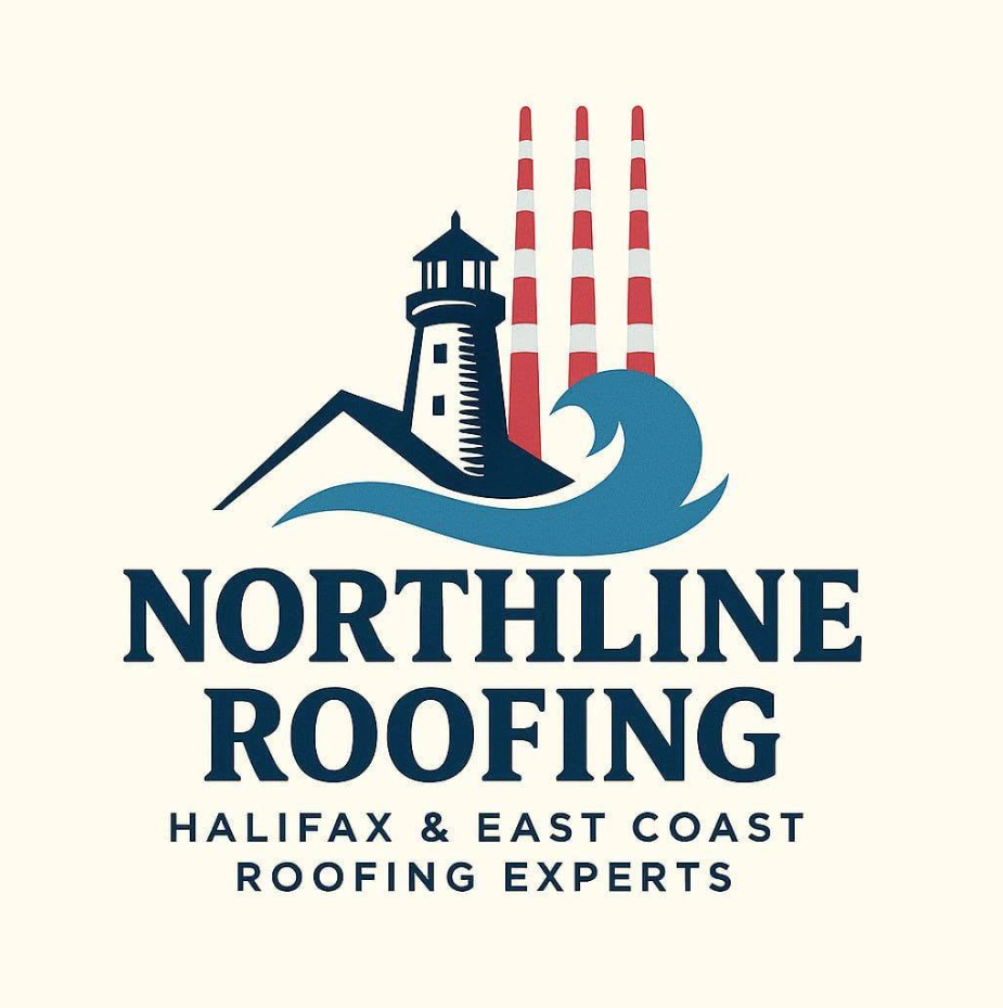 Northline Roofing badge logo with a lighthouse, Halifax and East Coast roofing experts
